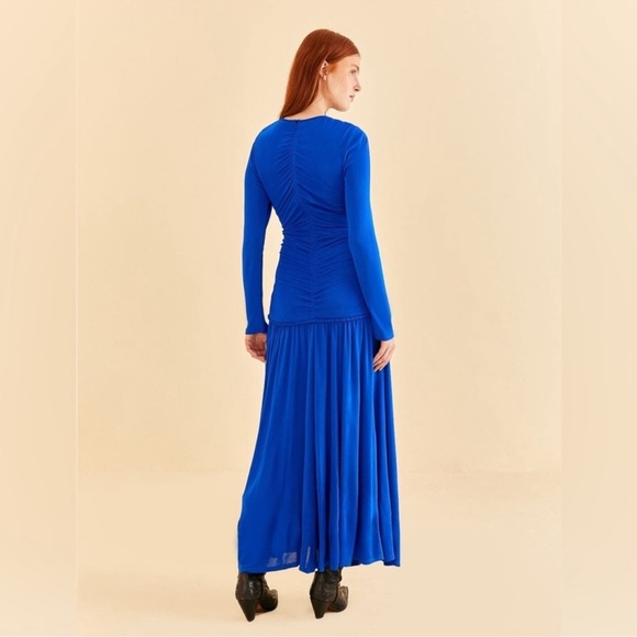 FARM Rio Bright Blue Long Sleeve Midi Dress Size XS NWT - Picture 4 of 14